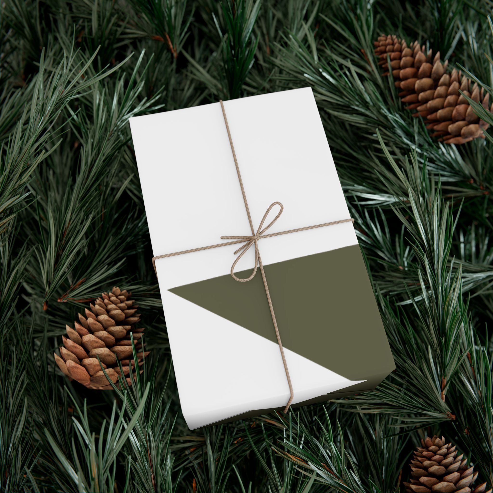 Olive Star & Heart Gift Wrap Paper — Minimal Holiday Wrapping Sheets