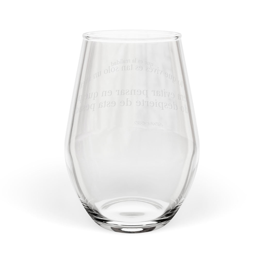 Stemless Wine Glass with Spanish Script Engraving – 11.75 oz