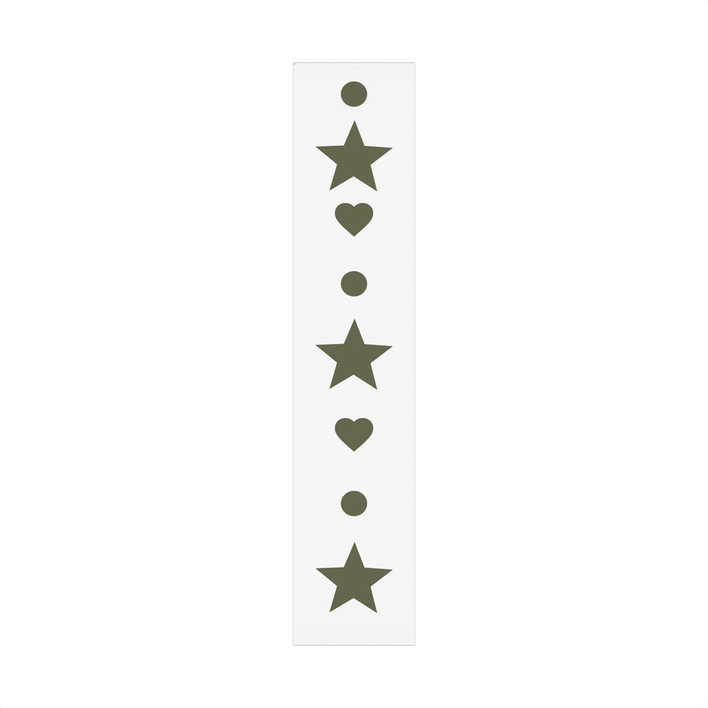 Olive Star & Heart Gift Wrap Paper — Minimal Holiday Wrapping Sheets